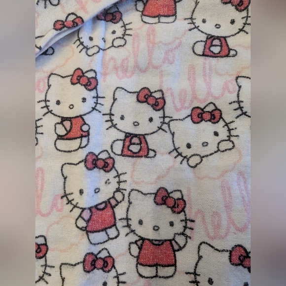 Pottery Barn Teen Women's Hello Kitty Organic Flannel Pajama Set Sz Medium - Picture 6 of 17
